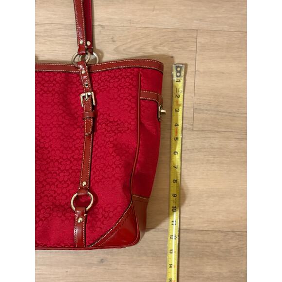 Coach Red Signature Gallery Tote Handbag Excellent Condition - Picture 9 of 13